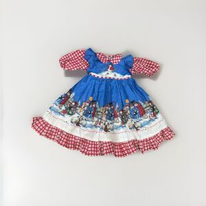 American Girl Doll Vintage Daisy Kingdom Christmas Print Dress